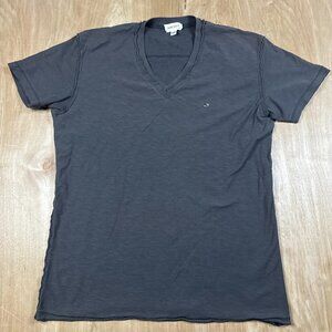 Diesel Mens Gray V Neck T Shirt Mens Cotton Short Sleeve Distressed Size Large